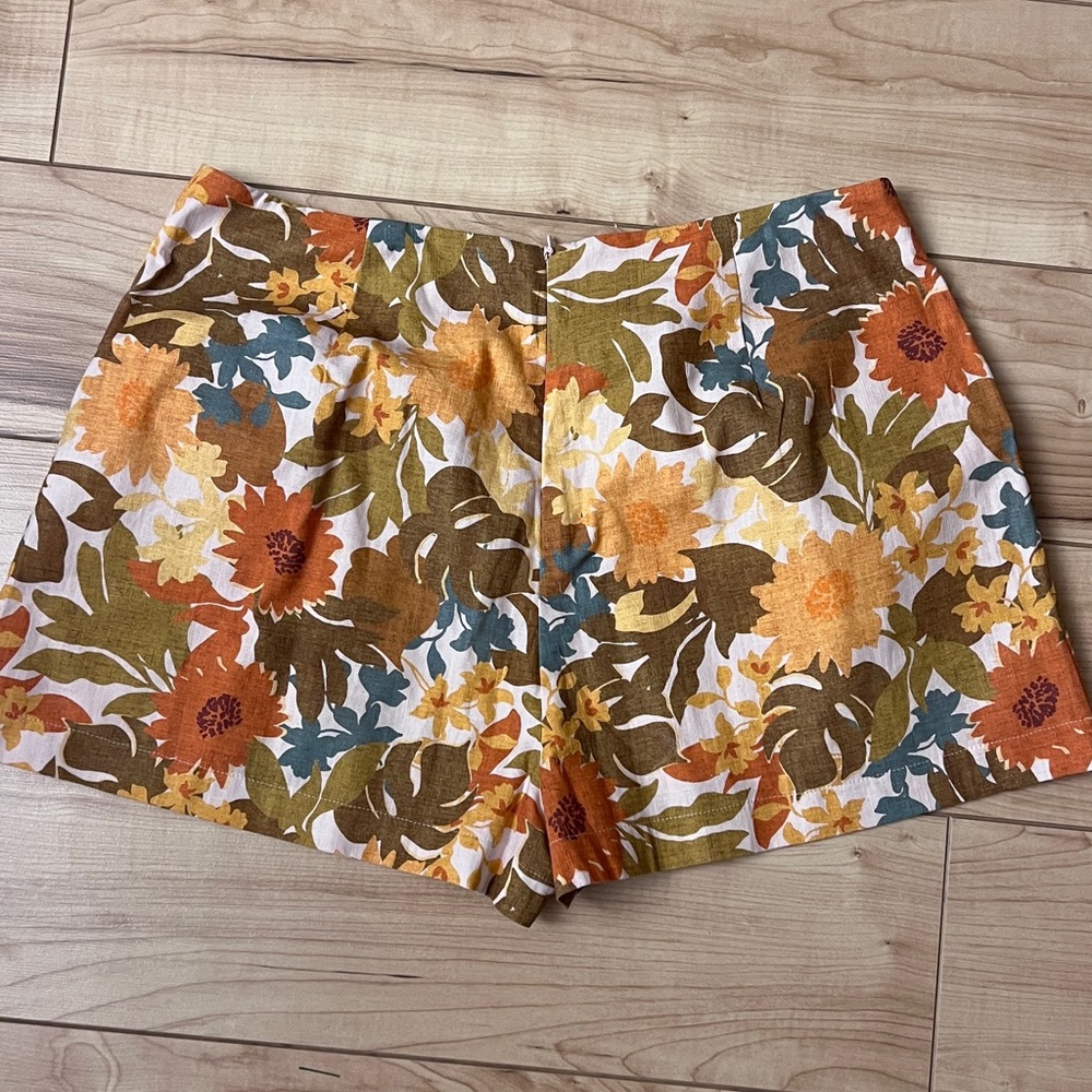 Showpo High Waist Floral Print Shorts — Orange, Olive, Mustard, Teal, White